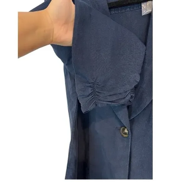 Soft Surroundings Tencel Linen Blend Navy Blue Blazer Jacket Size Large NWT - Picture 5 of 16